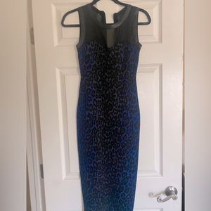 Rachel Roy Leopard Bodycon dress XS with faux leather